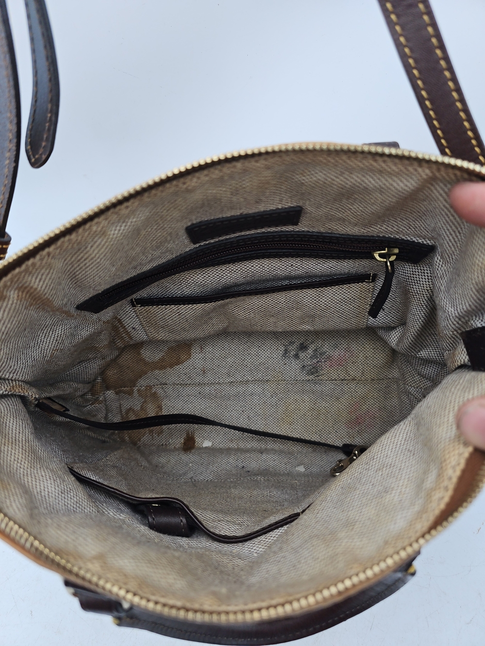 Dooney & Bourke Tan Ostrich-Embossed Leather Shoulder Bag with Wallets - Picture 10 of 13